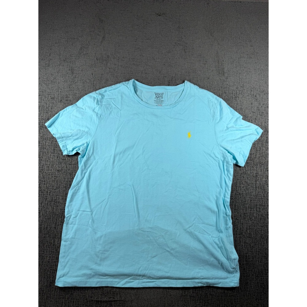 Polo Ralph Lauren Mens XL Blue Custom Fit Short Sleeve T-Shirt Yellow Pony Logo